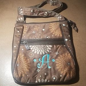 Thirty One Cross Body Bag Initial A embroidered